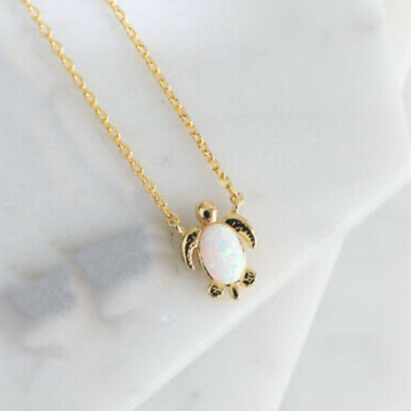 3/$30 NEW! Dainty Sea Turtle Opal Pendant Necklace Gold - Picture 7 of 11